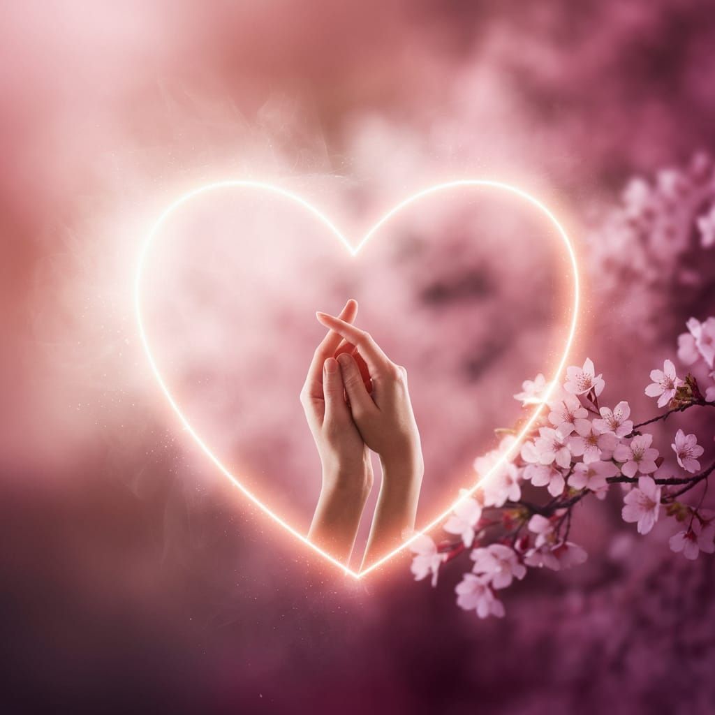 Enchanting Heart in Soft Light with Intertwined Hands