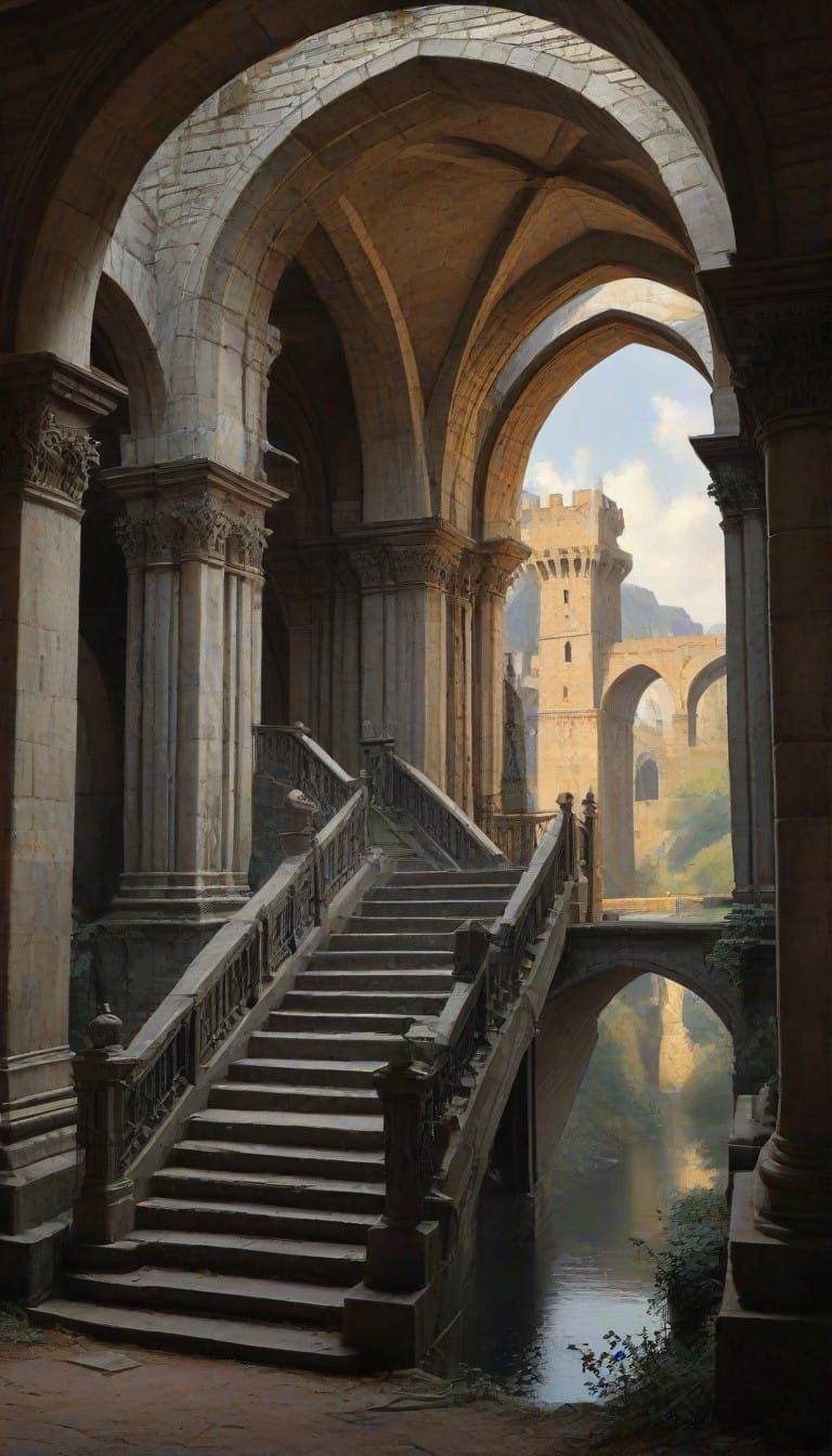 Escher-Inspired Pillar of Cloud and Fire in Hyperdetailed La...