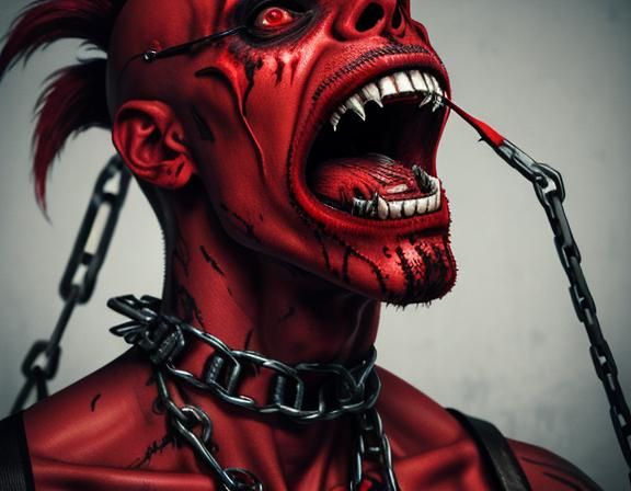 Restrained Man Screaming in Mental Hospital: Photorealistic