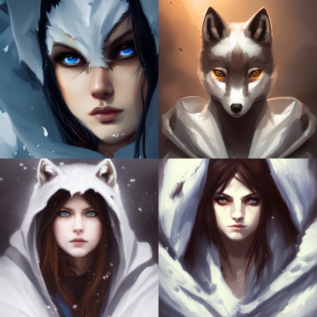 Girl with Fox Hood Portrait in Fantasy Style