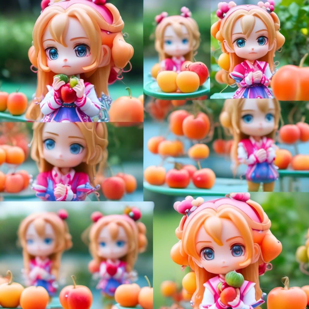 Chibi Peach Fruit in Professional Photography Style