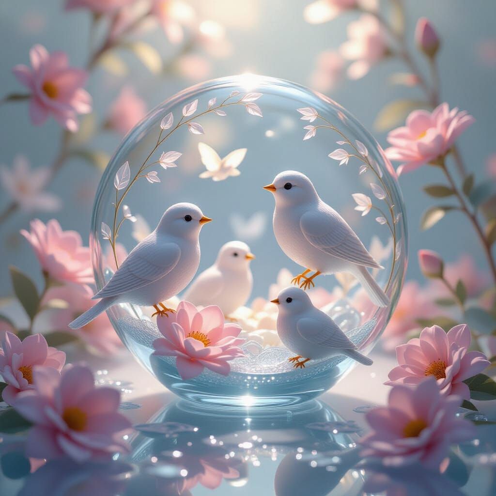 Ethereal Glass Menagerie in Hyperrealistic Digital Style