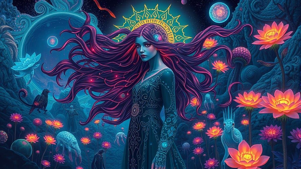 Bioluminescent Garden: Psychedelic Futurism in Digital Art