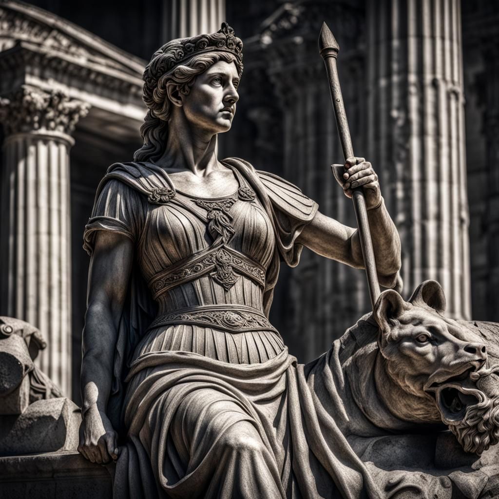 Hyperrealistic Roman Goddess Pudicitia in HDR