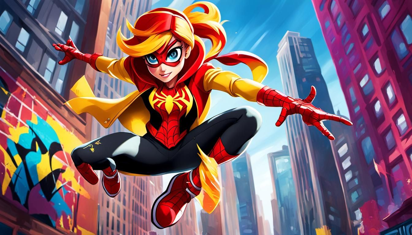 Sunset Shimmer Spider-Verse Acrobatic Art