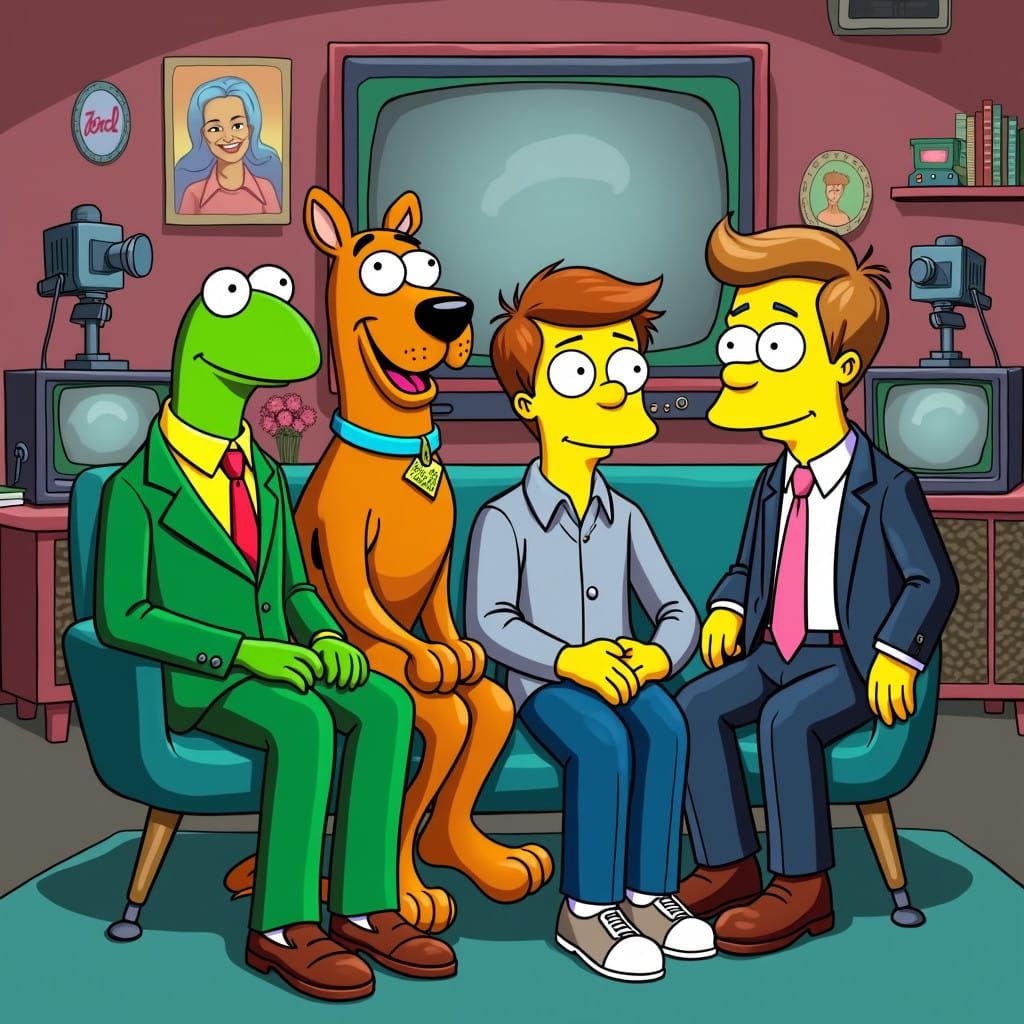 Beloved TV Personalities Unite in Classic Cartoon Style