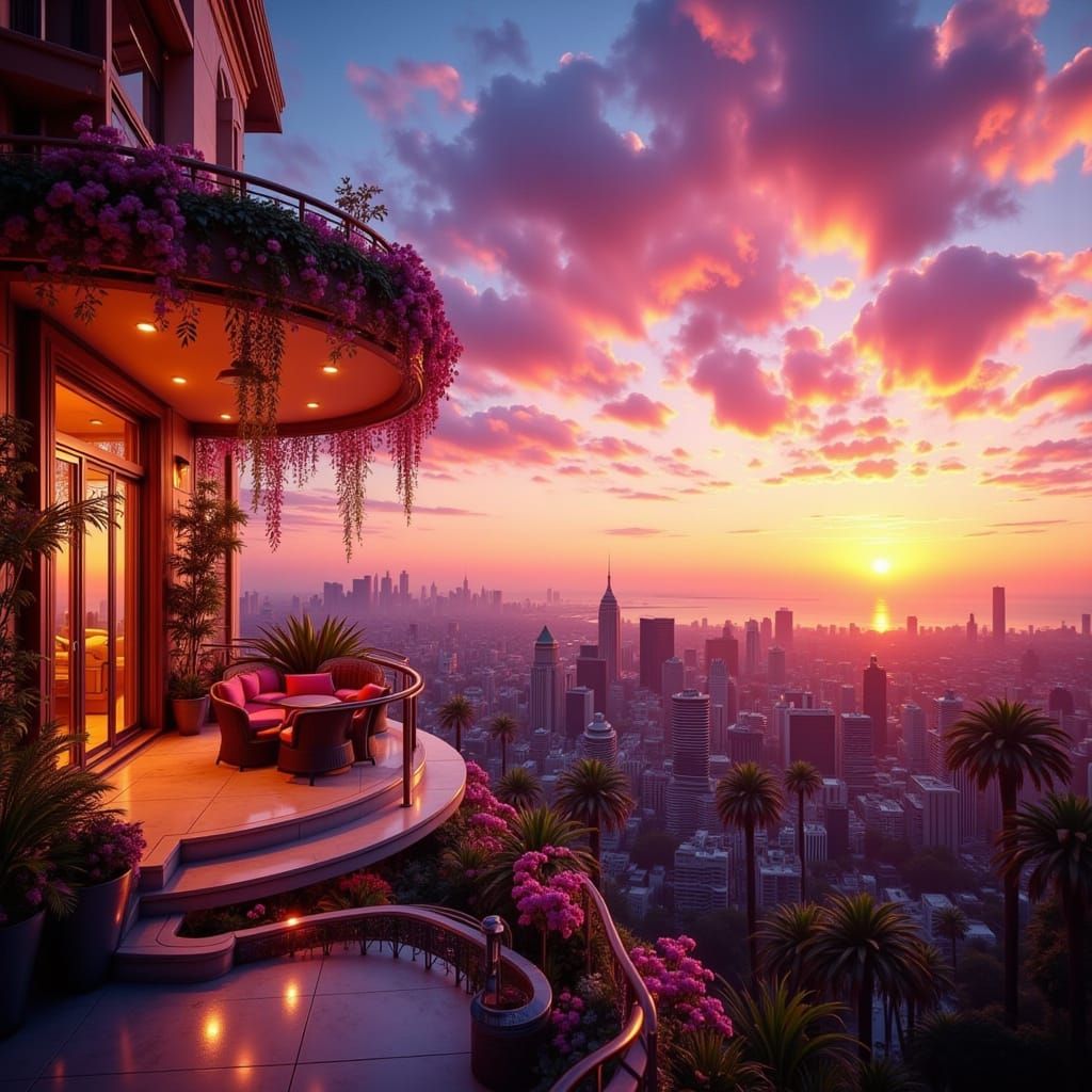 Southern California Sunset from Luxury High-Rise Balcony