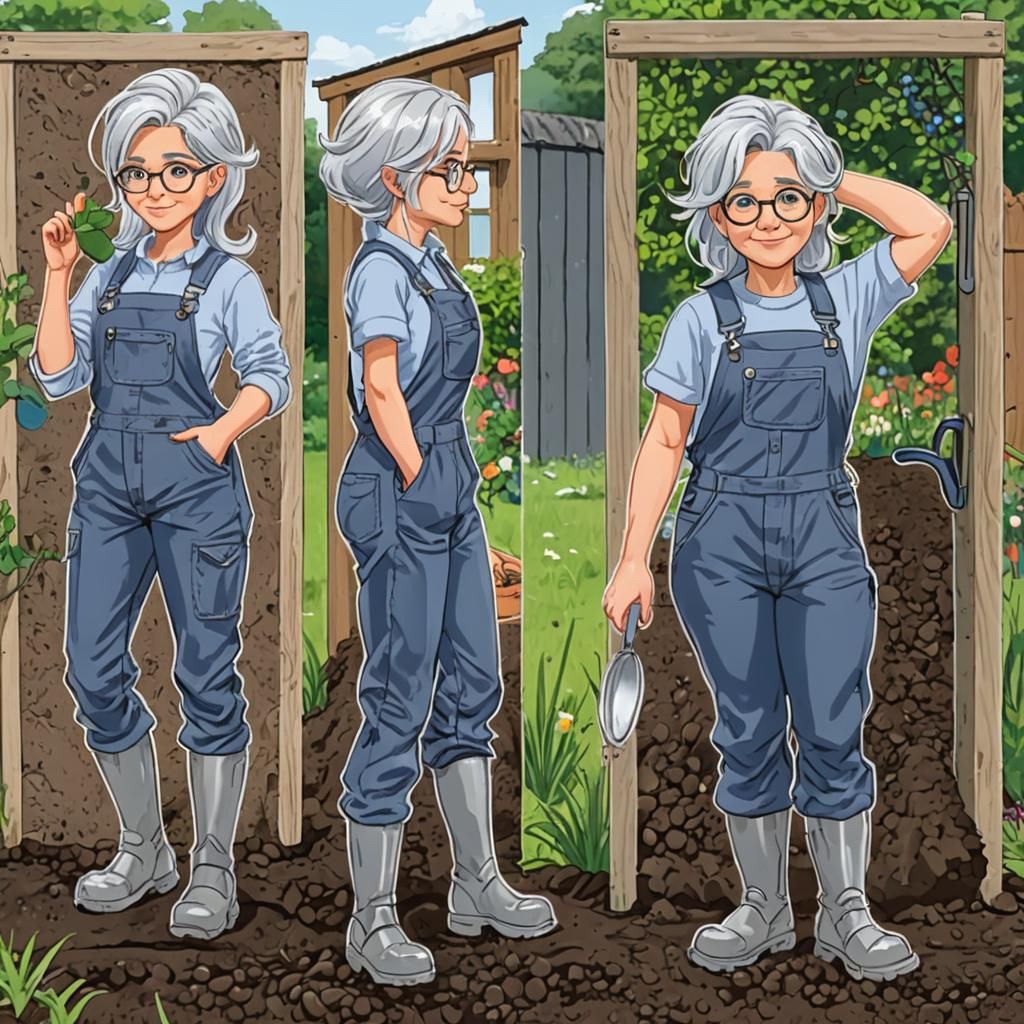 Human Silver Spoon Gardening in Overalls