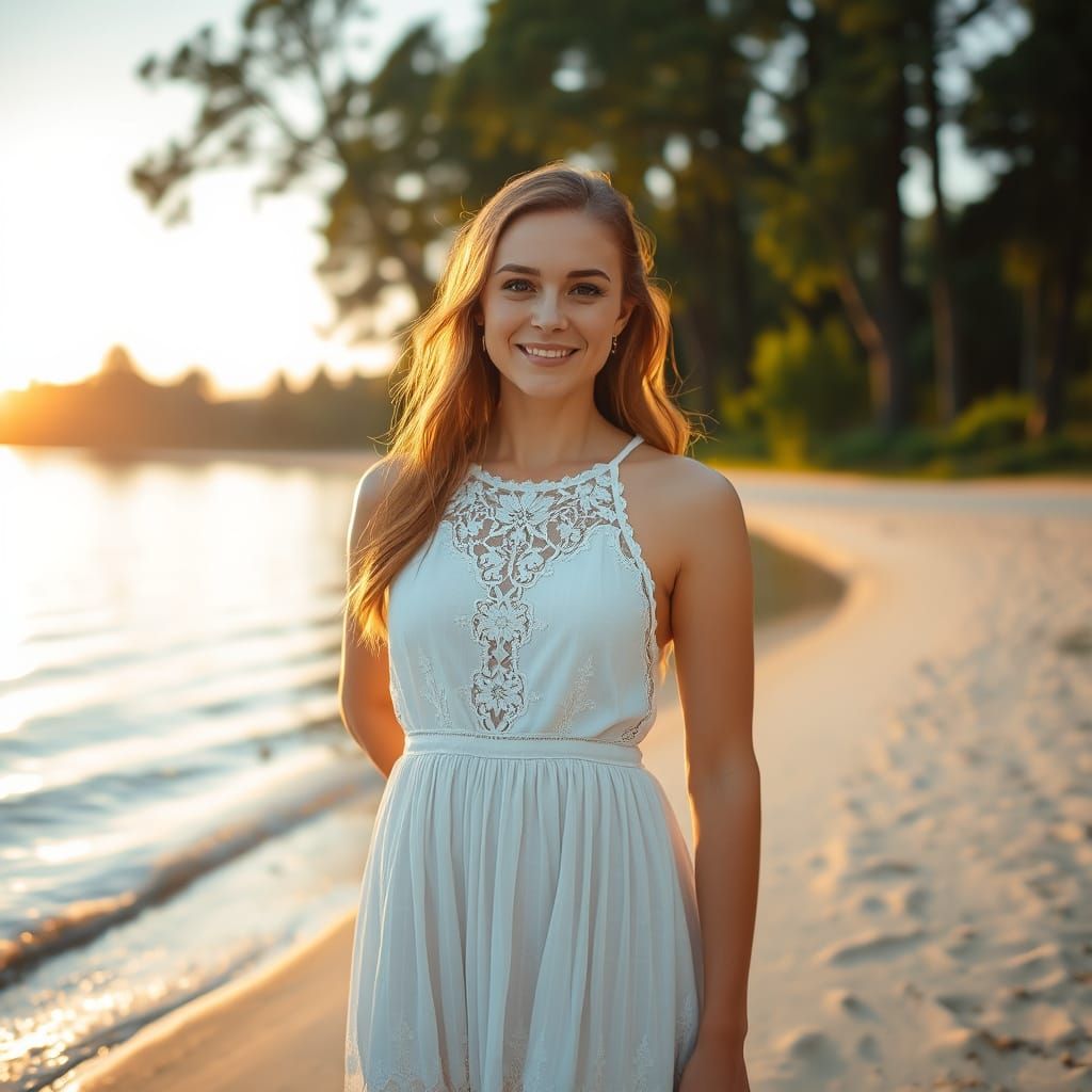 A Lovely Woman in Elegant Summer Attire