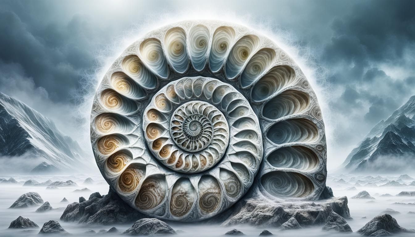 Sacred Geometry in Ammonite Shell: Digital Matte Painting