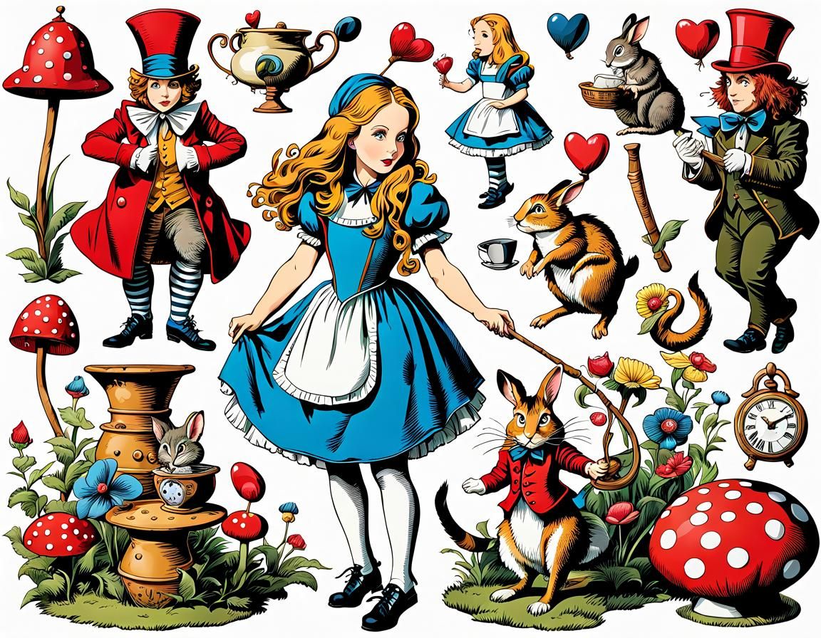 Alice in Wonderland Clip Art Illustrations