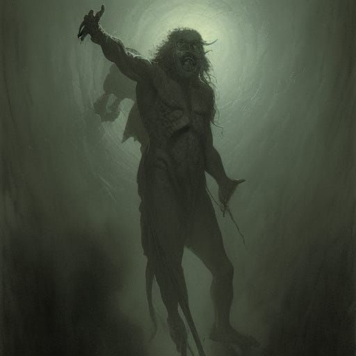 Sinister Smiling Demon in Gothic Horror Style