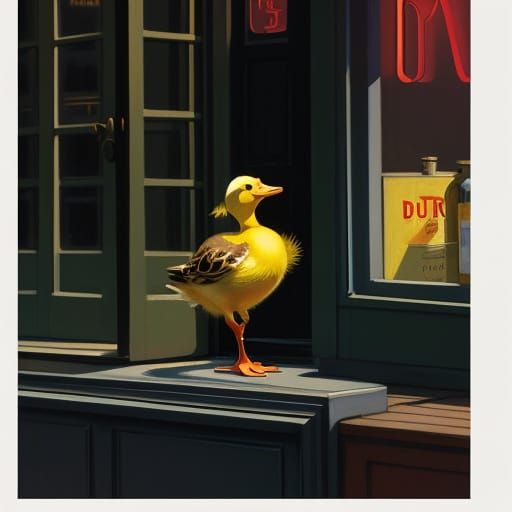 Dancing Duckling in Digital Painting Style