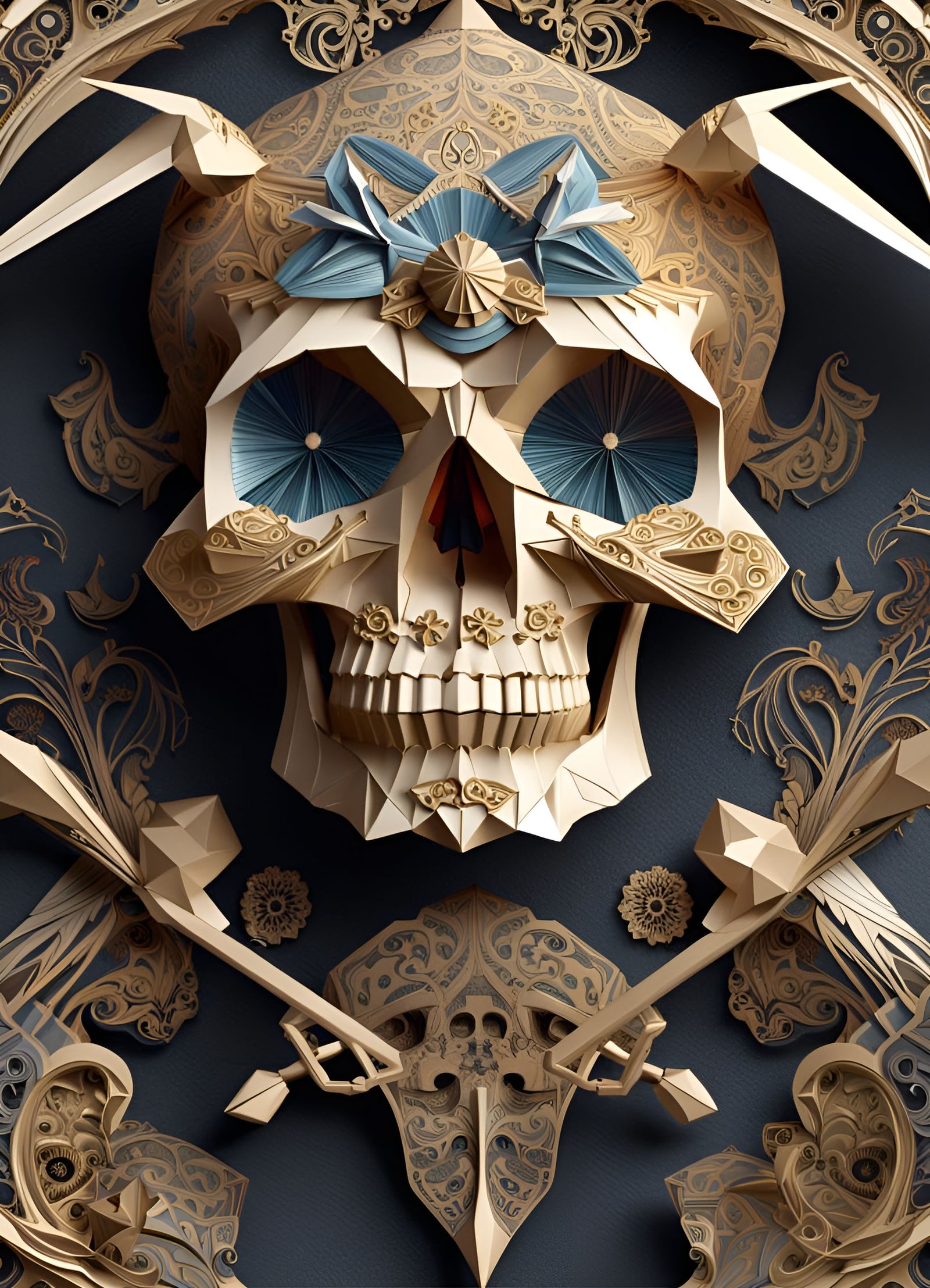 Origami Skull and Crossbones