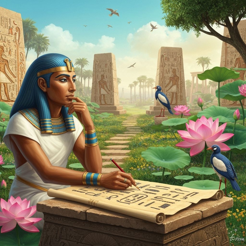 Egyptian Scribe in Fantastical Landscape