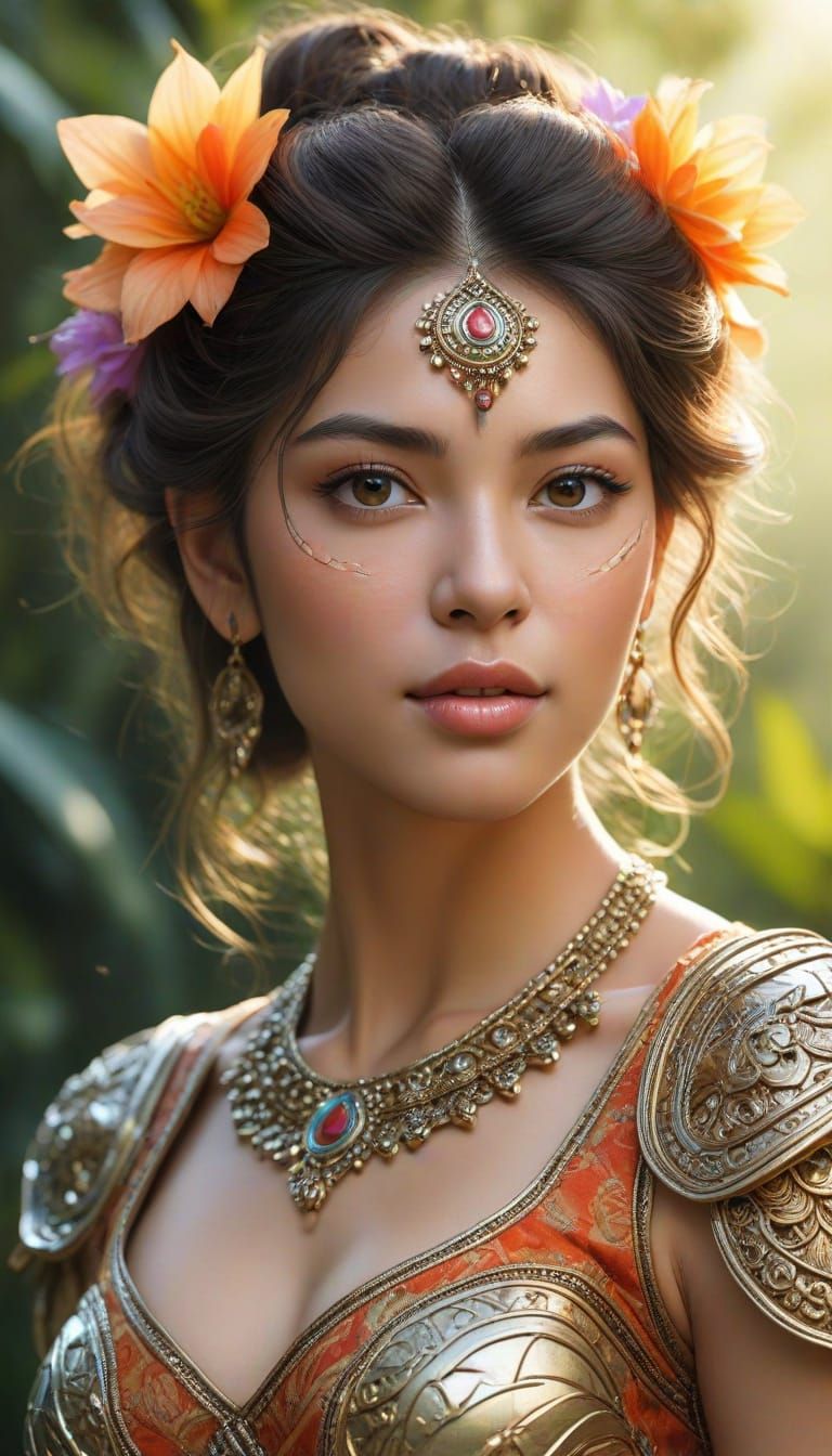 Enchanted Jungle Goddess in Vibrant Watercolor