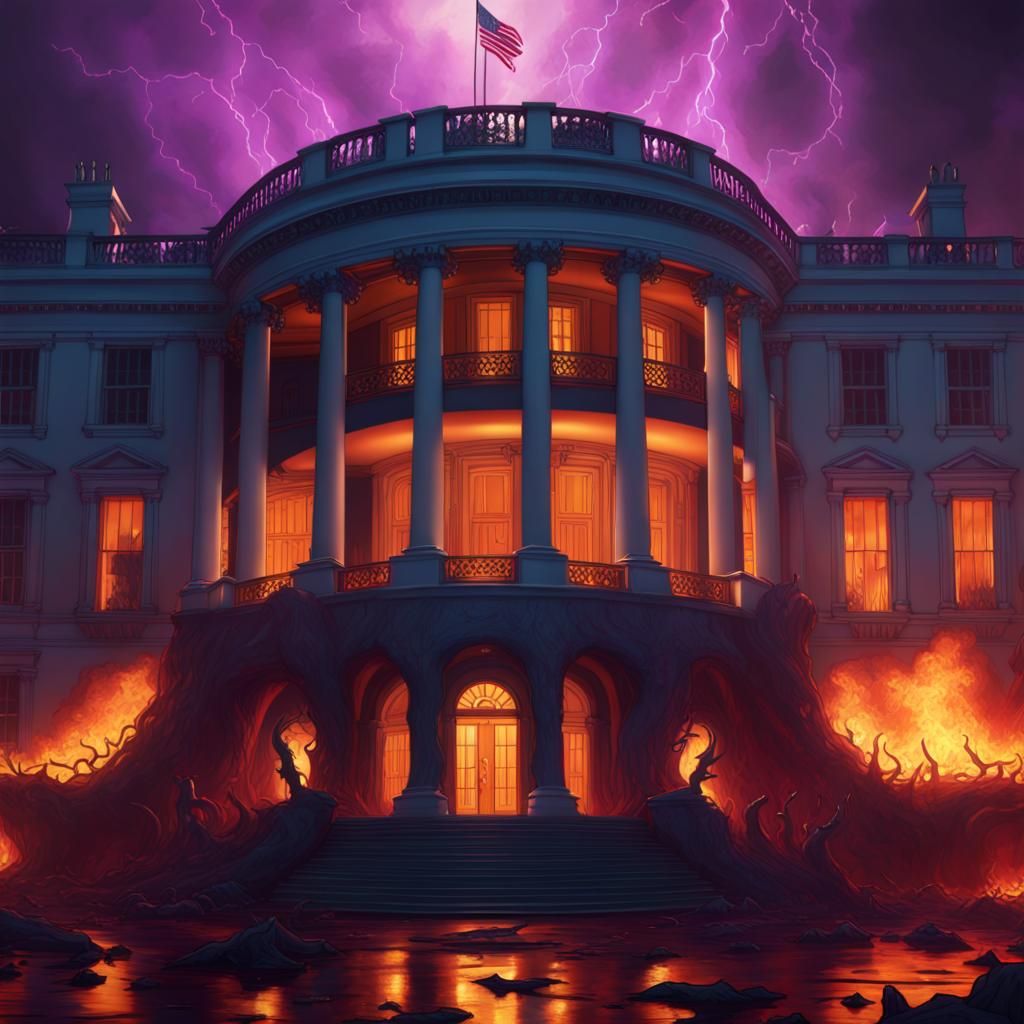 The White House in Hell: Dark Fantasy Art