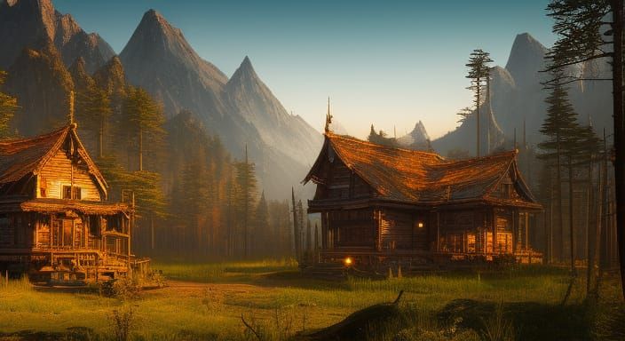 Dark Fantasy Hut on Chicken Legs in Forest