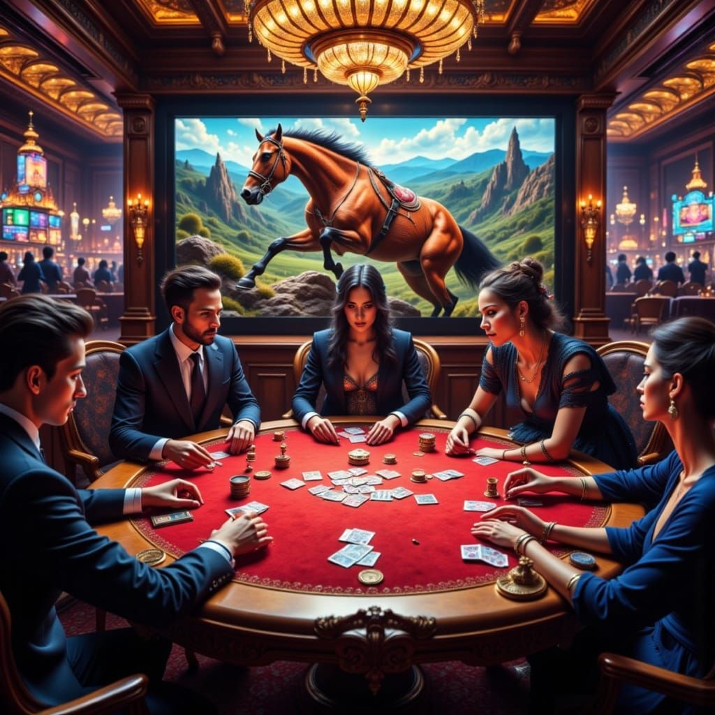 High Stakes Las Vegas Poker Game with Horse Racing