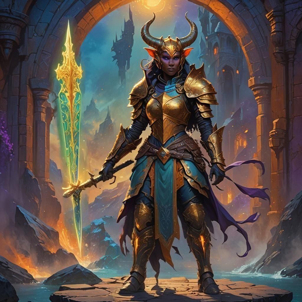 Tiefling Paladin: Detailed Fantasy Art in 8K