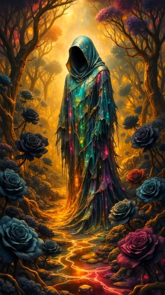 Surreal Dark Fantasy Ink Blot Creature Emerging