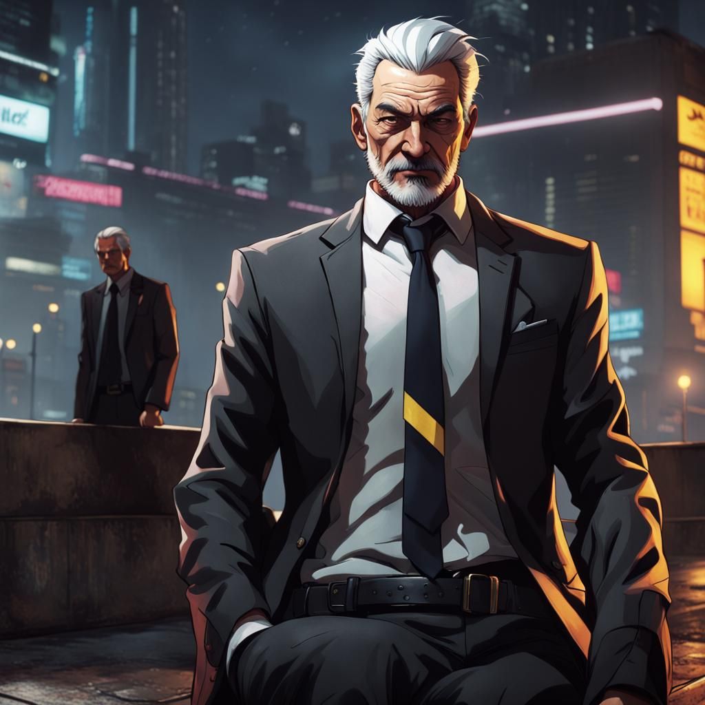 Cyberpunk Assassin Resting, Digital Art Portrait