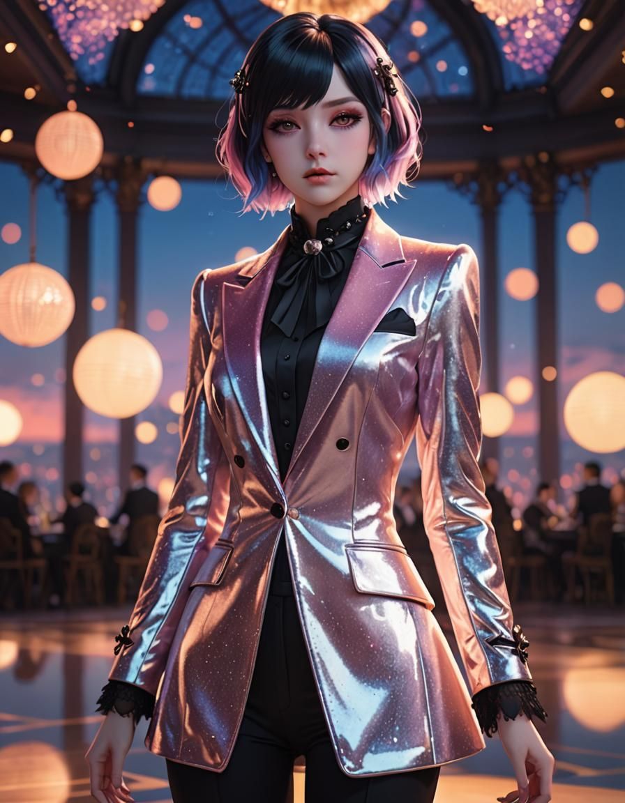 Velvet Goth Ballroom Suit in 3D Anime Art