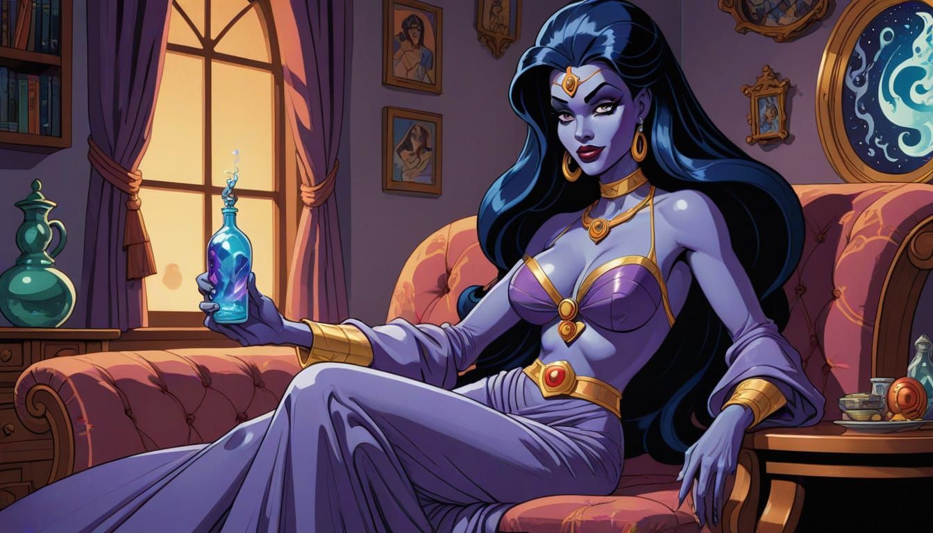 Ethereal Genie Emerge from Deserted Apartment Scene in Dream...