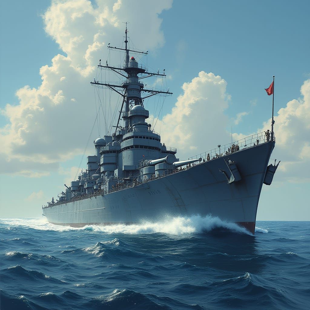 Majestic Battleship Missouri at Peaceful Horizon