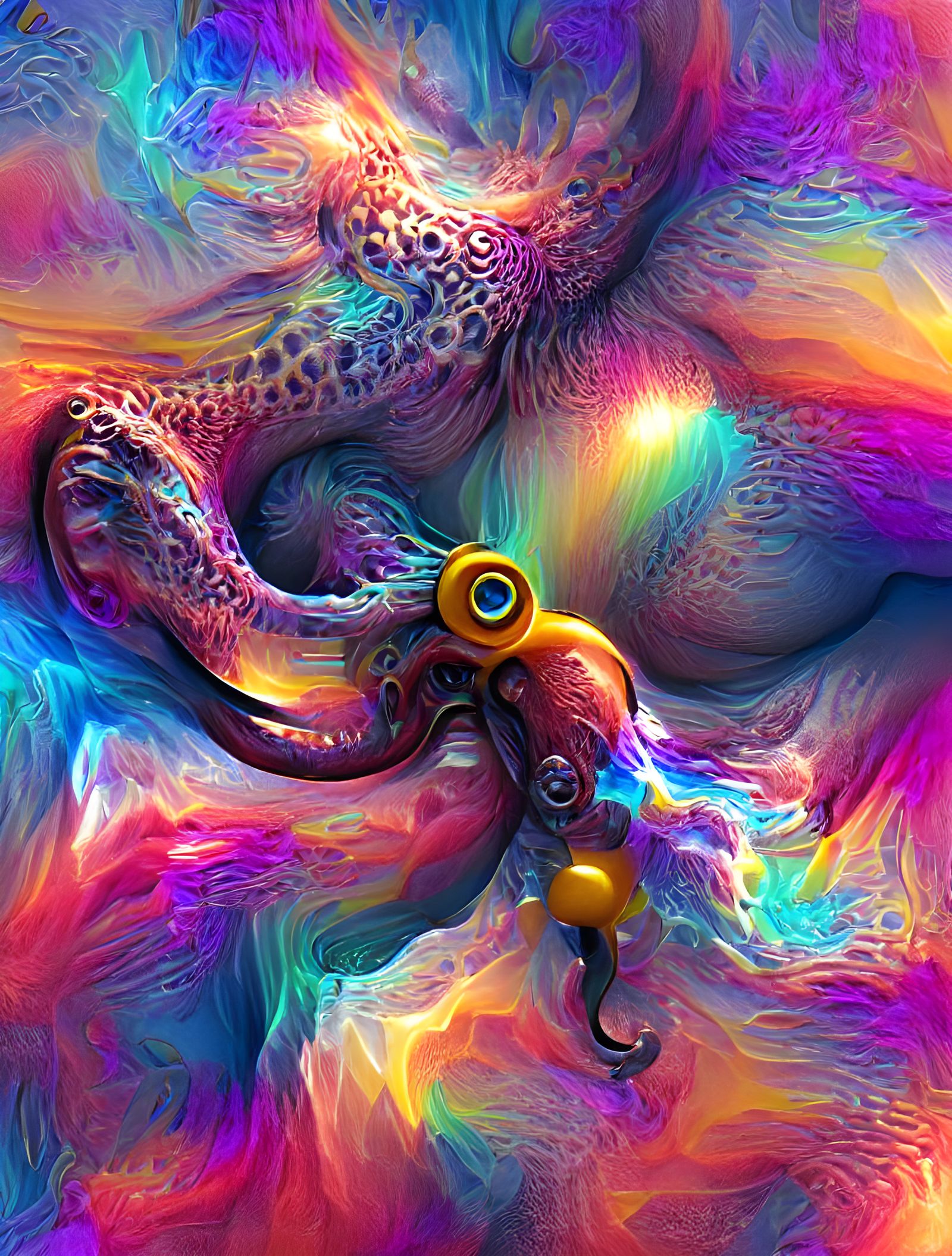 Colorful Octopus with Pocket Watch in Unreal Engine