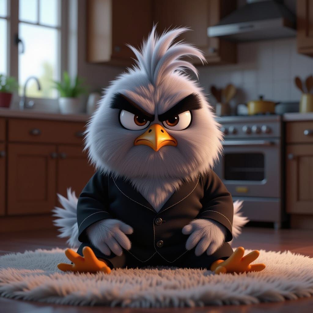 Angry Chicken in Silk Pajamas, Pixar Cartoon