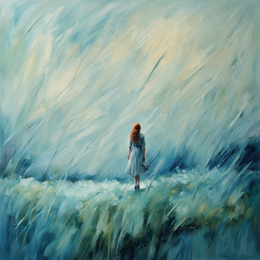 Expressionist Oil Painting of Woman with Red Hair