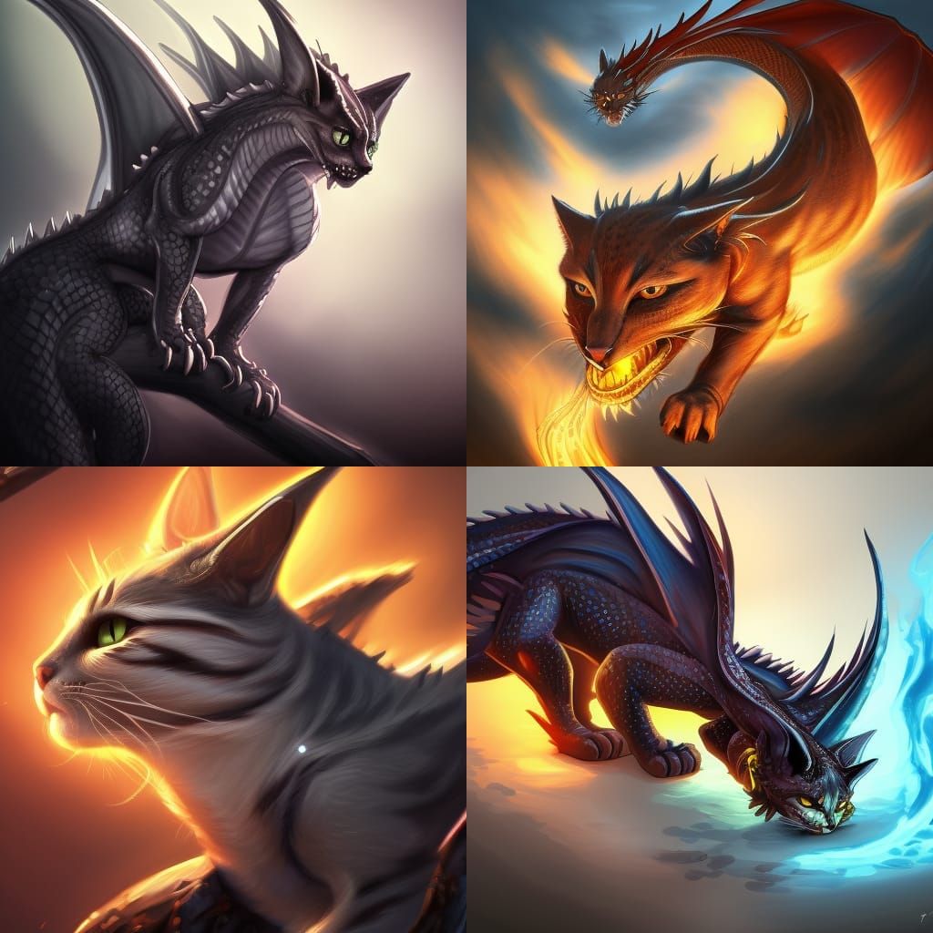 Cat and Dragon Hybrid Concept Art