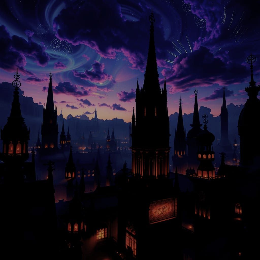 Ethereal Cityscape Unfolds at Dusk