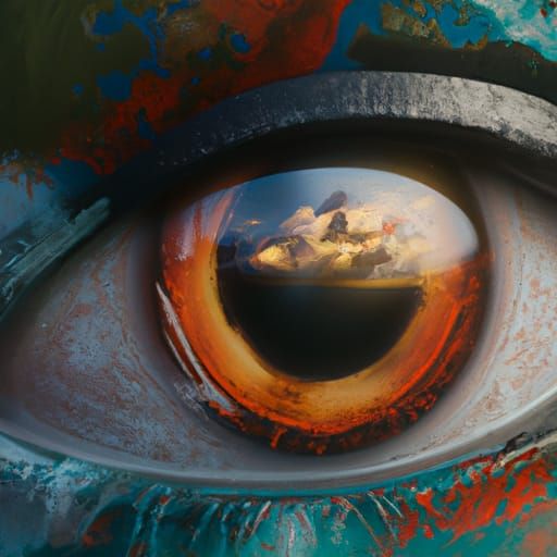 planet earth reflected in the eye