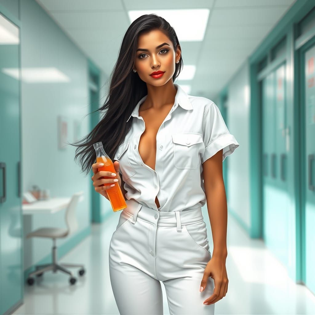 Confident Peruvian Woman in Modern Ensemble