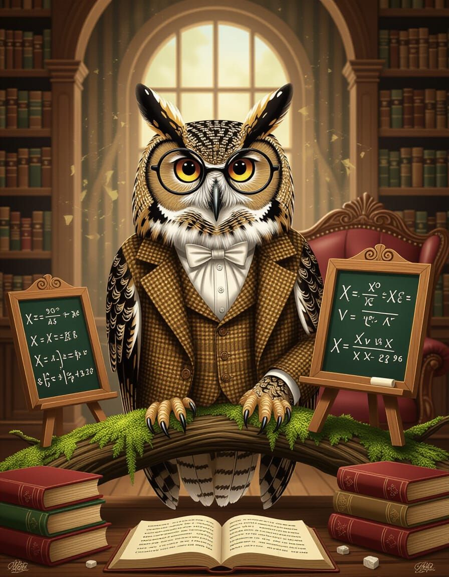 Wise Owl Professor in Tweed Jacket with Spectacles