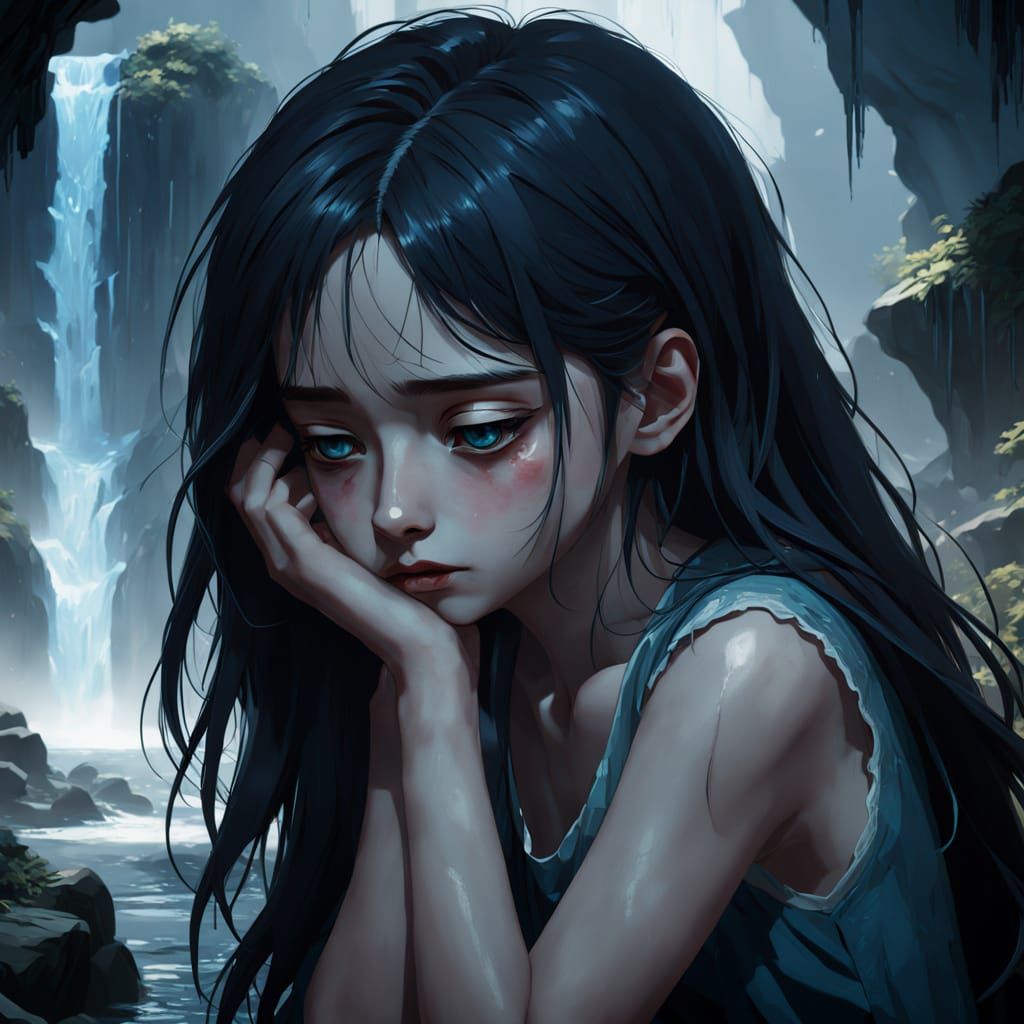 Young Woman Overwhelmed by Despair