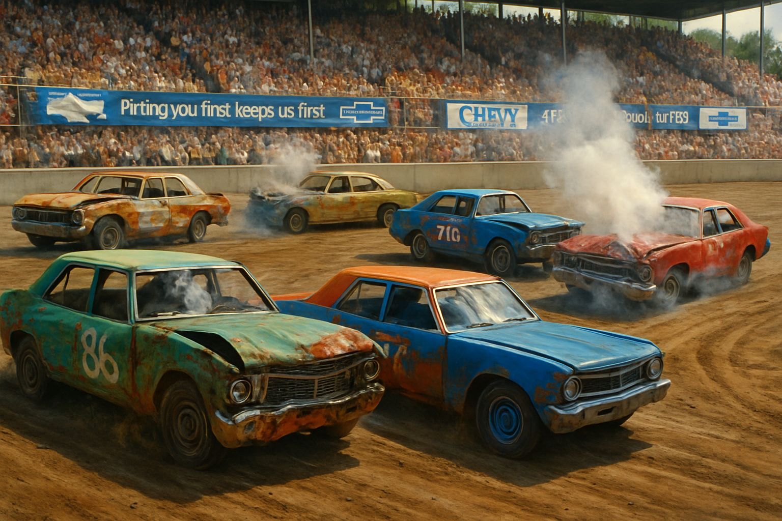 1970s Smash Up Derby: Cars in Intense Demolition Contest