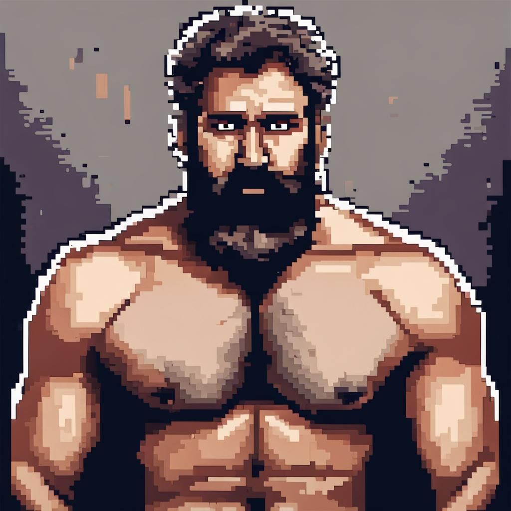 Bearded Man Portrait in 16-bit Pixel Art