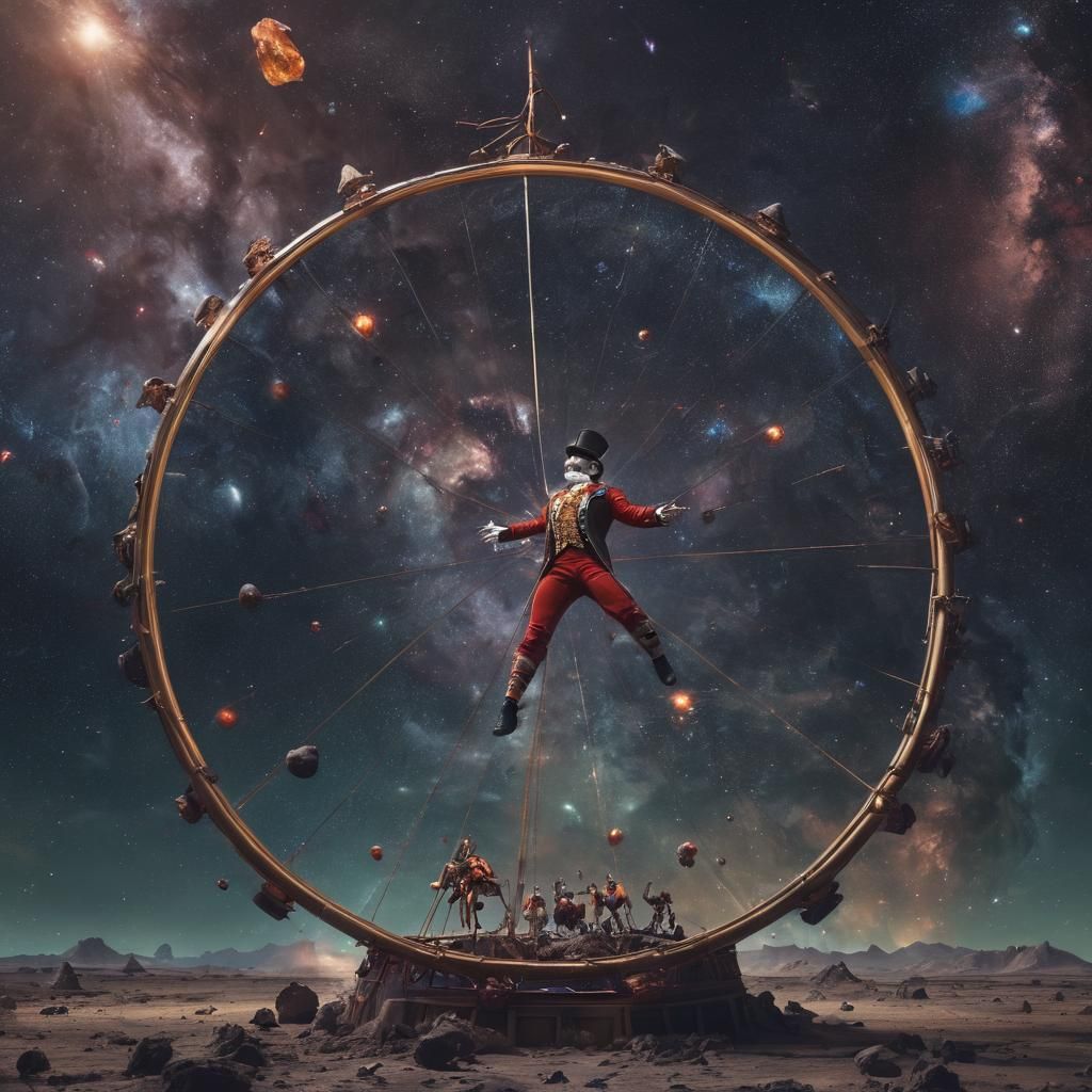 Cosmic Circus: Surreal Dreamscape in Space