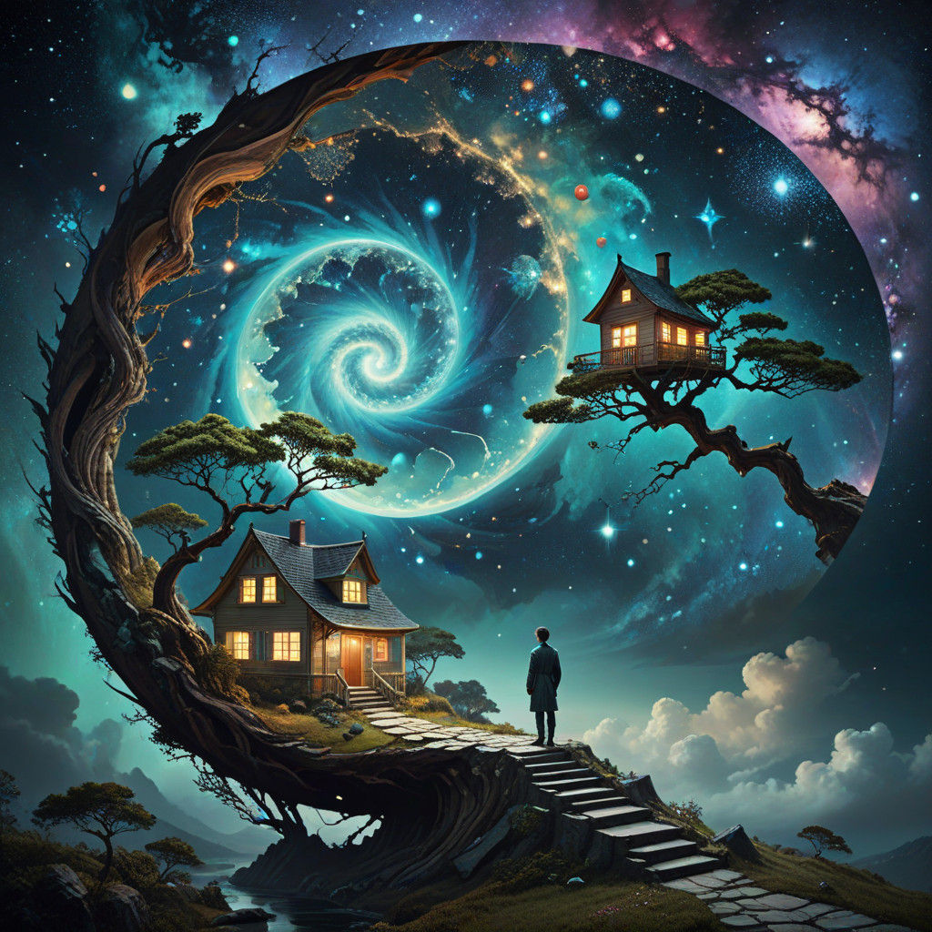 Surreal Dreamscapes Beyond the Cracked Star Gate