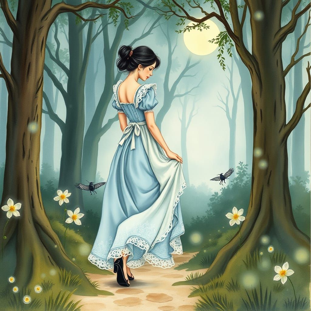 Whimsical Forest Maiden in Elegant Gown