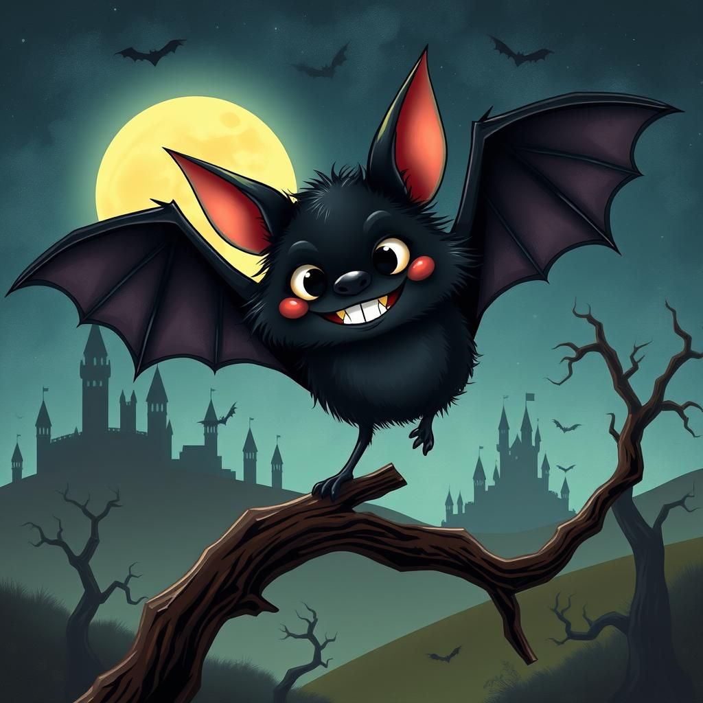 Moonlit Mischief: The Adorable Bat