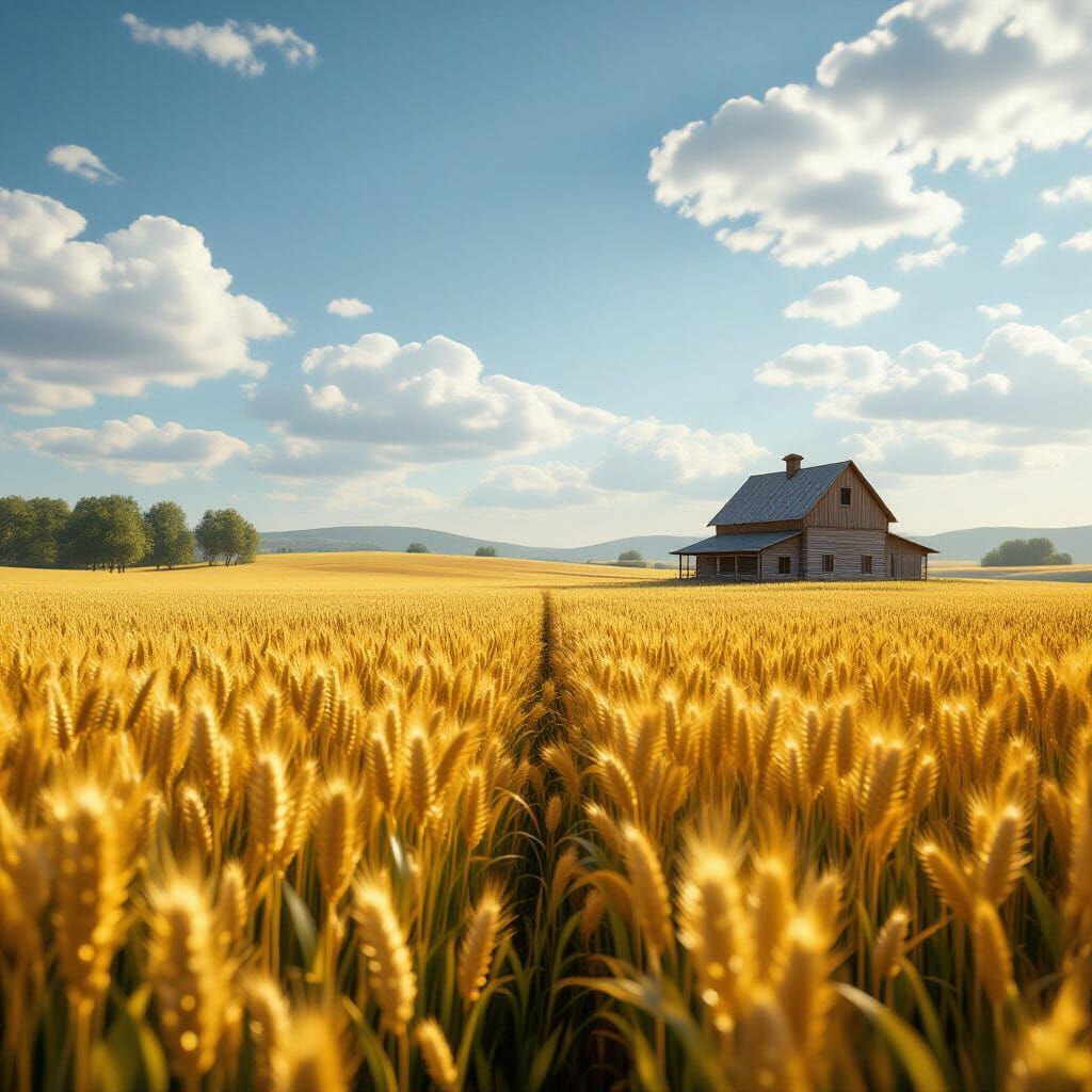 Golden Wheat Field Ready for Harvest in Epic 3D Style