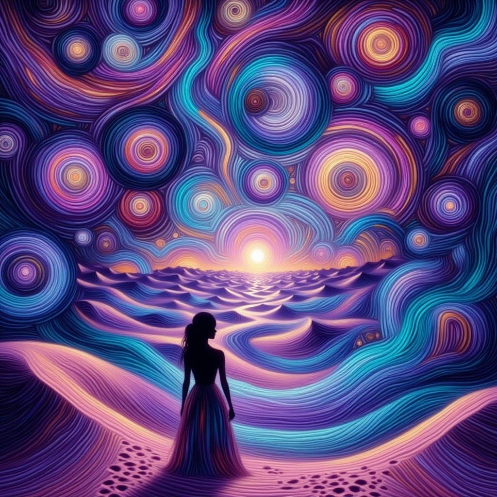 Whimsical Forest Goddess Under Starry Twilight Sky