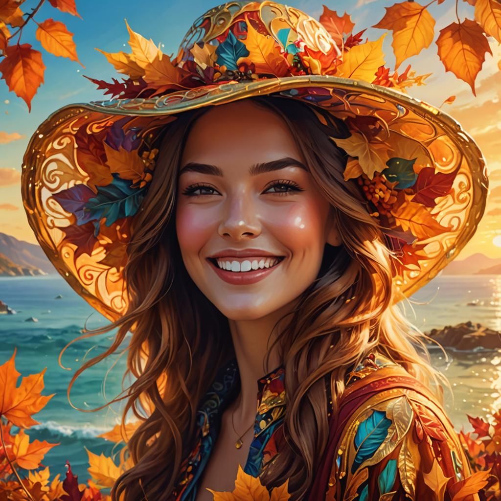 Woman in Autumn Hat: Fantasy Digital Painting