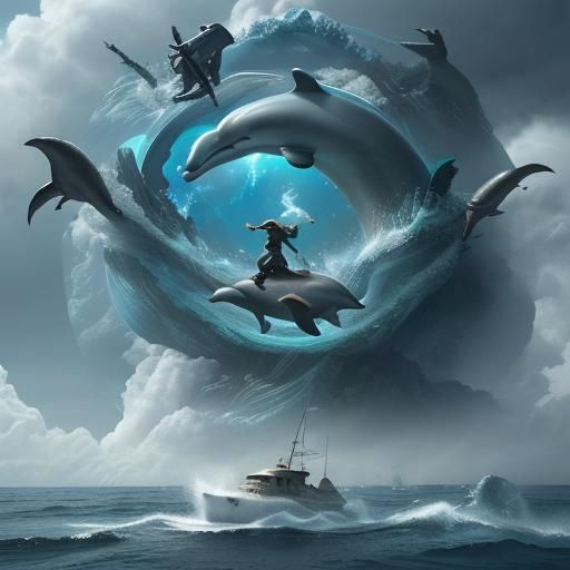 Dolphins' Farewell: Cinematic Digital Matte Painting