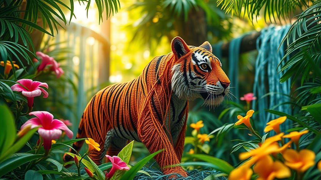 String Tiger in a jungle setting