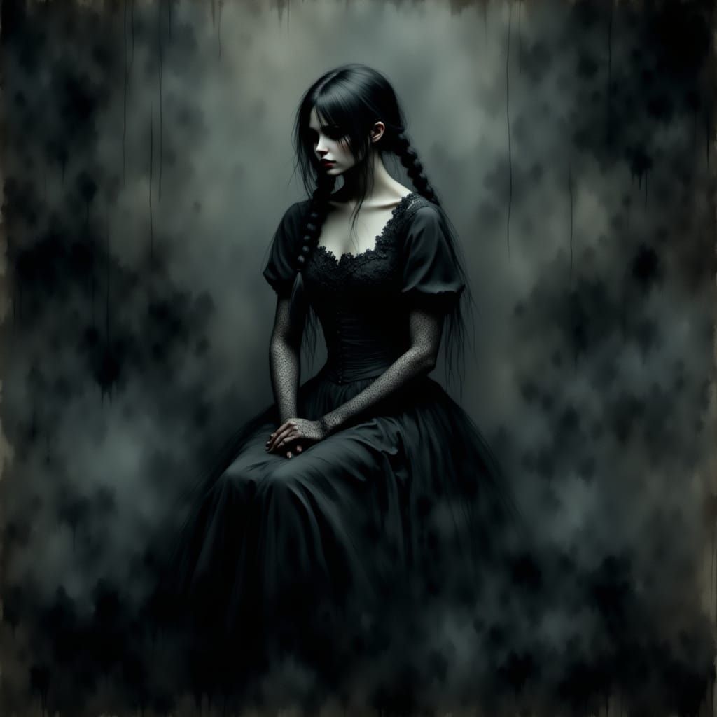 Gothic Beauty in Black Lace and Shadows